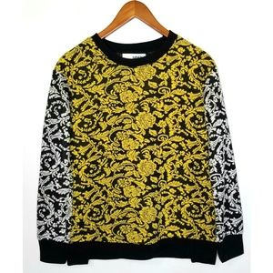 ISABEL LU Contrast Floral Print Floral Sweater